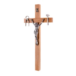 Krzyż saletyński drewniany kolor jasny brąz 20 cm JB